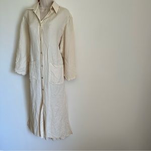 Vanessa Bruno cream linen viscose tie waist shirtdress (binS)